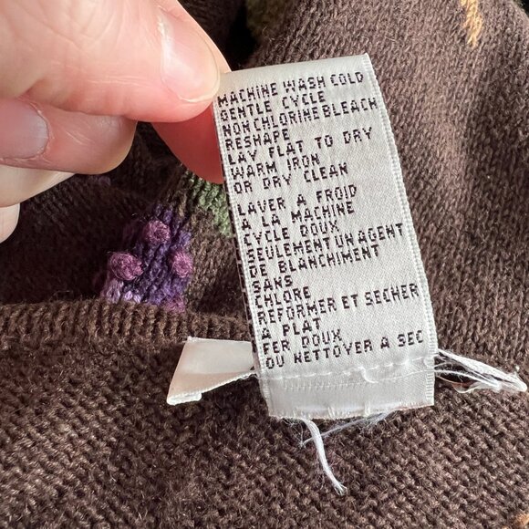 Vintage Novelty Knit Fruit Cardigan Sweater Silk Cotton Whimsical Cottagecore - Picture 9 of 14